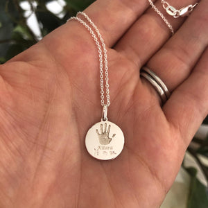 The JLB Petite  - Sterling Silver 13mm Pendant with Hand and/Foot Print