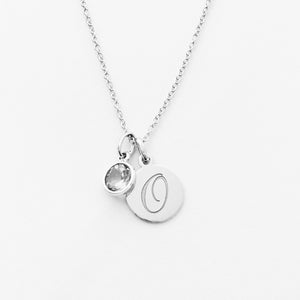 The Sally - Sterling Silver 18mm Disc Pendant with Birthstone Charm