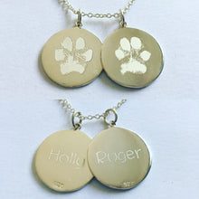 The Summer  - Sterling Silver 18mm Paw Print and Name Pendant
