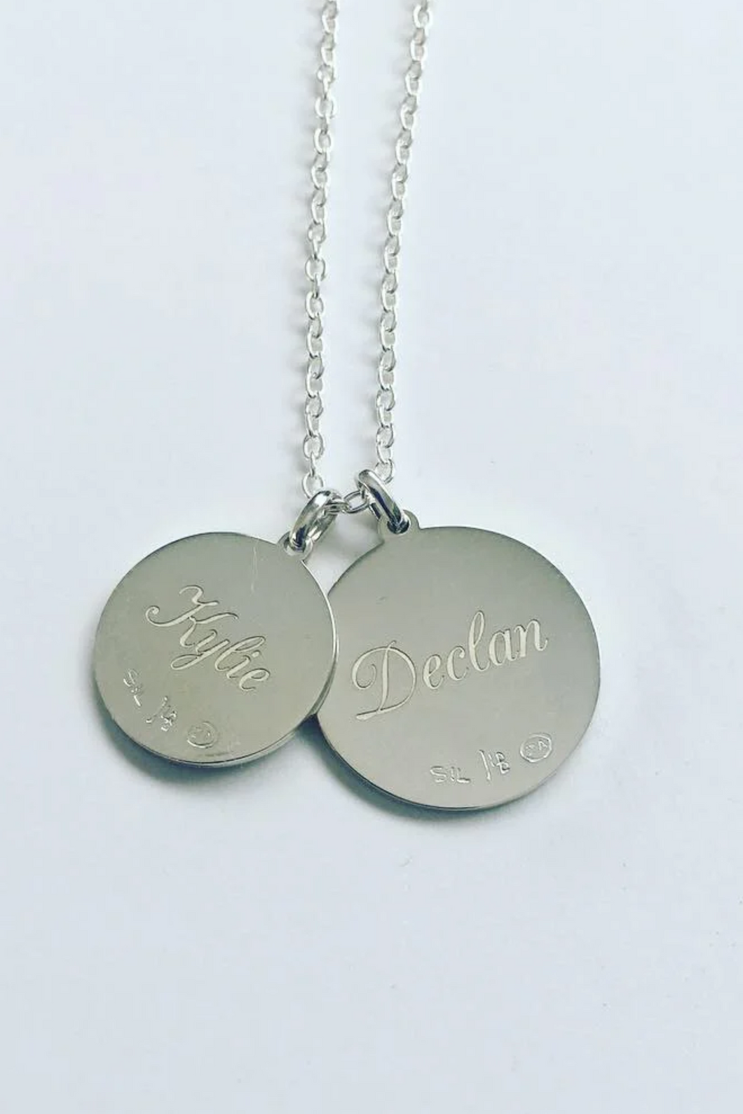 The Ella | Two Disc Family Pendant Sterling Silver