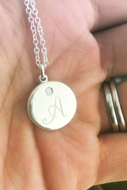 The Nicholas | Sterling Silver 18mm Name/Initial Birthstone Pendant