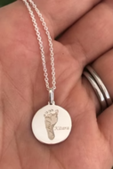 The JLB Petite | 13mm Pendant with Hand and/Foot Print Sterling Silver