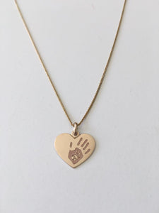 The Jessica -  Sterling Silver 15mm Name and Print Heart Pendant