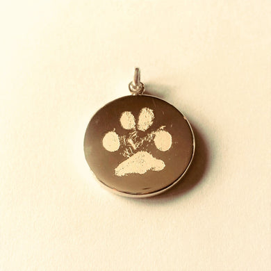 The Lucky -  13mm Paw Print and Name Pendant