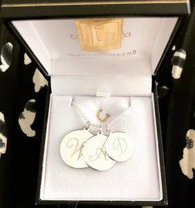 The David -  Sterling Silver Three Disc Family Necklace