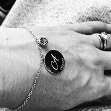 The Katie  - Sterling Silver 13mm Disc Bracelet with Birthstone Charm