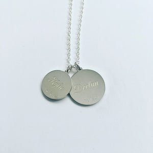 The Ella - Sterling Silver Two Disc Family Pendant